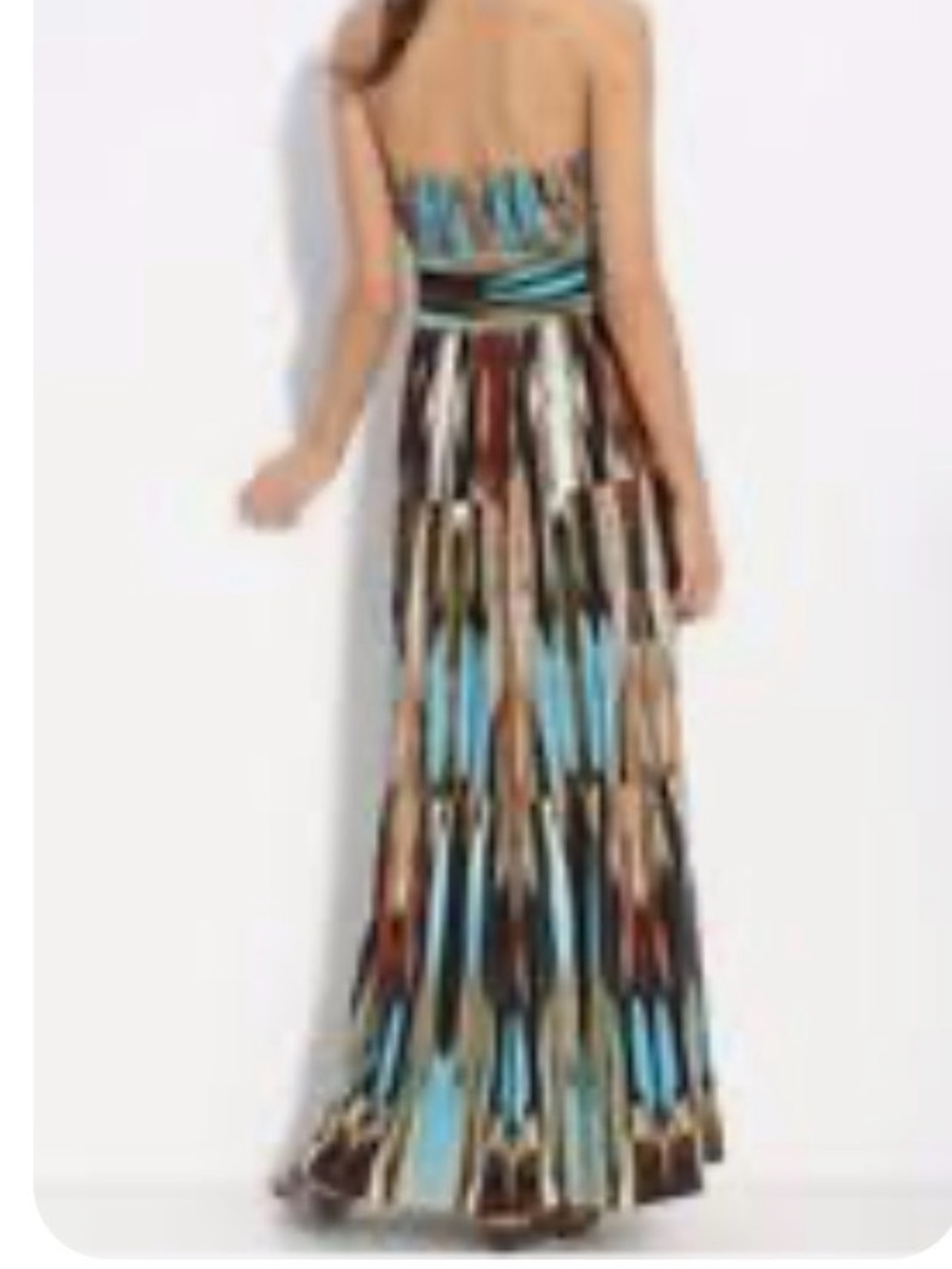 Donna Morgan Bohemian Tube Dress | Smocked Waist Tie-Front Maxi | Tribal Print
